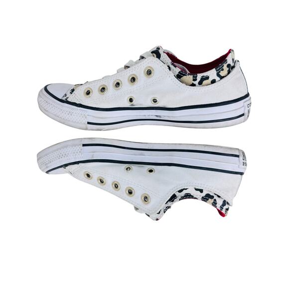 Converse Chuck Taylor All Star Sneakers Women's 7 White Leopard Double Tongue - Picture 9 of 13